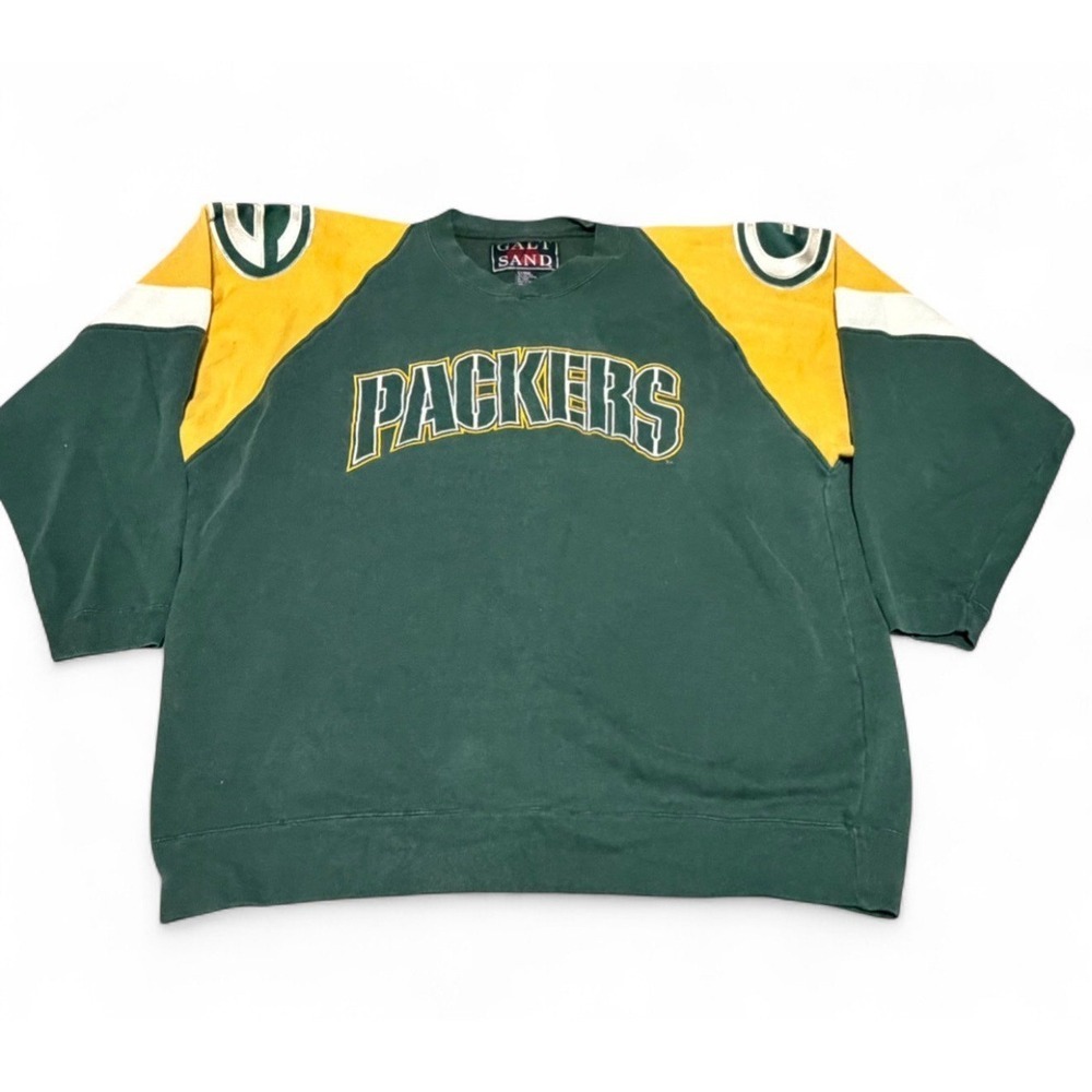 Vintage Green Bay Packers Sweatshirt Mens XL Galt Sand NFL Crewneck Green Yellow